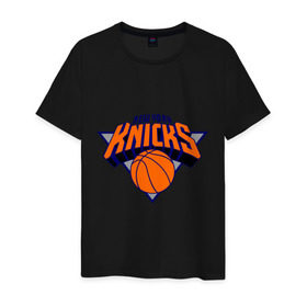 Мужская футболка хлопок с принтом NY Knicks в Екатеринбурге, 100% хлопок | прямой крой, круглый вырез горловины, длина до линии бедер, слегка спущенное плечо. | basketball | nba | баскетболл | лого баскетбольных клубов | нба | нью йорк
