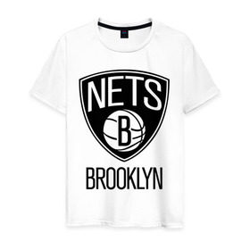 Мужская футболка хлопок с принтом Nets Brooklyn в Екатеринбурге, 100% хлопок | прямой крой, круглый вырез горловины, длина до линии бедер, слегка спущенное плечо. | бруклин