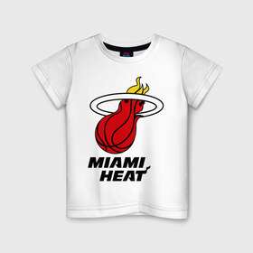 Детская футболка хлопок с принтом Miami Heat-logo в Екатеринбурге, 100% хлопок | круглый вырез горловины, полуприлегающий силуэт, длина до линии бедер | Тематика изображения на принте: basketball | nba | баскетболл | лого баскетбольных клубов | майами | нба