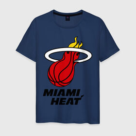 Мужская футболка хлопок с принтом Miami Heat-logo в Екатеринбурге, 100% хлопок | прямой крой, круглый вырез горловины, длина до линии бедер, слегка спущенное плечо. | basketball | nba | баскетболл | лого баскетбольных клубов | майами | нба