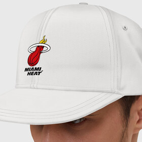 Кепка снепбек с прямым козырьком с принтом Miami Heat-logo в Екатеринбурге, хлопок 100% |  | basketball | nba | баскетболл | лого баскетбольных клубов | майами | нба