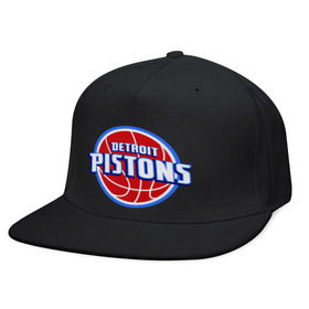 Кепка снепбек с прямым козырьком с принтом Detroit Pistons - logo в Екатеринбурге, хлопок 100% |  | basketball | nba | баскетболл | детроит | лого баскетбольных клубов | нба