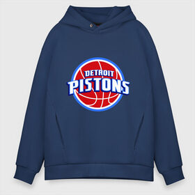 Мужское худи Oversize хлопок с принтом Detroit Pistons - logo в Екатеринбурге, френч-терри — 70% хлопок, 30% полиэстер. Мягкий теплый начес внутри —100% хлопок | боковые карманы, эластичные манжеты и нижняя кромка, капюшон на магнитной кнопке | basketball | nba | баскетболл | детроит | лого баскетбольных клубов | нба