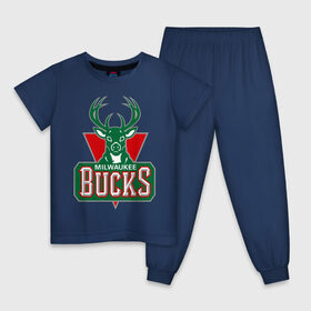 Детская пижама хлопок с принтом Milwaukee Bucks - logo в Екатеринбурге, 100% хлопок |  брюки и футболка прямого кроя, без карманов, на брюках мягкая резинка на поясе и по низу штанин
 | basketball | nba | баскетболл | лого баскетбольных клубов | нба