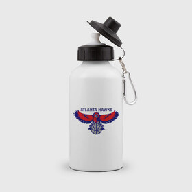 Бутылка спортивная с принтом Atlanta Hawks - logo в Екатеринбурге, металл | емкость — 500 мл, в комплекте две пластиковые крышки и карабин для крепления | 
