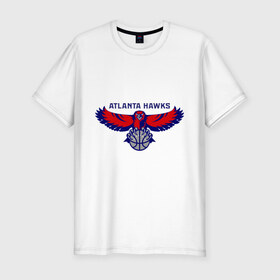 Мужская футболка премиум с принтом Atlanta Hawks - logo в Екатеринбурге, 92% хлопок, 8% лайкра | приталенный силуэт, круглый вырез ворота, длина до линии бедра, короткий рукав | Тематика изображения на принте: 