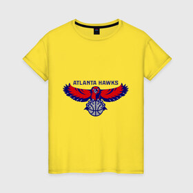Женская футболка хлопок с принтом Atlanta Hawks - logo в Екатеринбурге, 100% хлопок | прямой крой, круглый вырез горловины, длина до линии бедер, слегка спущенное плечо | 