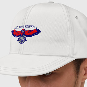 Кепка снепбек с прямым козырьком с принтом Atlanta Hawks - logo в Екатеринбурге, хлопок 100% |  | Тематика изображения на принте: 