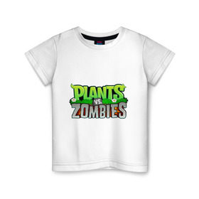 Детская футболка хлопок с принтом Plants vs zombies в Екатеринбурге, 100% хлопок | круглый вырез горловины, полуприлегающий силуэт, длина до линии бедер | Тематика изображения на принте: plants | zombies | игры