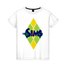 Женская футболка хлопок с принтом The Sims rhombus в Екатеринбурге, 100% хлопок | прямой крой, круглый вырез горловины, длина до линии бедер, слегка спущенное плечо | игры | компьютерные игры | симс | симы