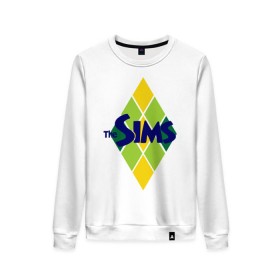 Женский свитшот хлопок с принтом The Sims rhombus в Екатеринбурге, 100% хлопок | прямой крой, круглый вырез, на манжетах и по низу широкая трикотажная резинка  | игры | компьютерные игры | симс | симы