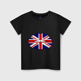 Детская футболка хлопок с принтом Britain lips в Екатеринбурге, 100% хлопок | круглый вырез горловины, полуприлегающий силуэт, длина до линии бедер | england | great britain | lips | англия | британия | британский флаг | великобритания | губы | поцелуй