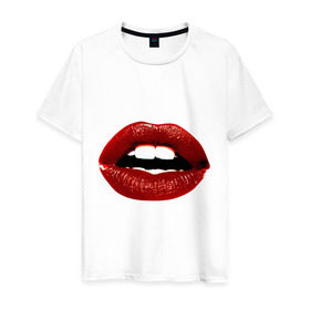 Мужская футболка хлопок с принтом Pop art lips в Екатеринбурге, 100% хлопок | прямой крой, круглый вырез горловины, длина до линии бедер, слегка спущенное плечо. | Тематика изображения на принте: поп арт