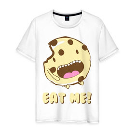 Мужская футболка хлопок с принтом Eat me! I`m Cake! в Екатеринбурге, 100% хлопок | прямой крой, круглый вырез горловины, длина до линии бедер, слегка спущенное плечо. | eat me | девушкам | для девушек | животные | мило | парные | пирожное | съешь меня