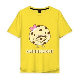 Мужская футболка хлопок Oversize с принтом Omnomnom! в Екатеринбурге, 100% хлопок | свободный крой, круглый ворот, “спинка” длиннее передней части | omnomnom | девушкам | для девушек | животные | мило | парные | пирожное