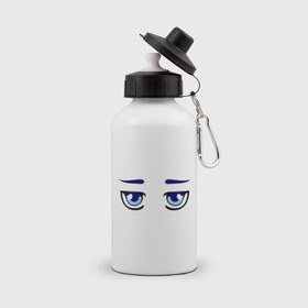 Бутылка спортивная с принтом Синие аниме глаза в Екатеринбурге, металл | емкость — 500 мл, в комплекте две пластиковые крышки и карабин для крепления | anime | аниме | взгляд | глаза | лицо | синие глаза