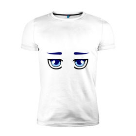 Мужская футболка премиум с принтом Синие аниме глаза в Екатеринбурге, 92% хлопок, 8% лайкра | приталенный силуэт, круглый вырез ворота, длина до линии бедра, короткий рукав | anime | аниме | взгляд | глаза | лицо | синие глаза