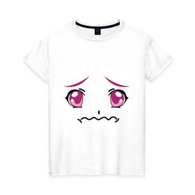 Женская футболка хлопок с принтом Розовые аниме глаза в Екатеринбурге, 100% хлопок | прямой крой, круглый вырез горловины, длина до линии бедер, слегка спущенное плечо | anime | аниме | взгляд | глаза | лицо | розовые глаза