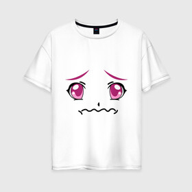 Женская футболка хлопок Oversize с принтом Розовые аниме глаза в Екатеринбурге, 100% хлопок | свободный крой, круглый ворот, спущенный рукав, длина до линии бедер
 | anime | аниме | взгляд | глаза | лицо | розовые глаза