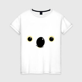 Женская футболка хлопок с принтом Мордочка коалы в Екатеринбурге, 100% хлопок | прямой крой, круглый вырез горловины, длина до линии бедер, слегка спущенное плечо | животные | коала