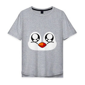 Мужская футболка хлопок Oversize с принтом Морда пингвина в Екатеринбурге, 100% хлопок | свободный крой, круглый ворот, “спинка” длиннее передней части | Тематика изображения на принте: пингвин