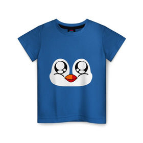 Детская футболка хлопок с принтом Морда пингвина в Екатеринбурге, 100% хлопок | круглый вырез горловины, полуприлегающий силуэт, длина до линии бедер | Тематика изображения на принте: пингвин