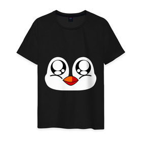 Мужская футболка хлопок с принтом Морда пингвина в Екатеринбурге, 100% хлопок | прямой крой, круглый вырез горловины, длина до линии бедер, слегка спущенное плечо. | пингвин