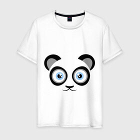 Мужская футболка хлопок с принтом Мордочка панды в Екатеринбурге, 100% хлопок | прямой крой, круглый вырез горловины, длина до линии бедер, слегка спущенное плечо. | панда