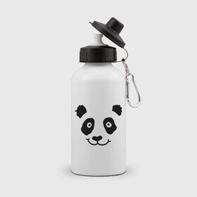 Бутылка спортивная с принтом Морда панды в Екатеринбурге, металл | емкость — 500 мл, в комплекте две пластиковые крышки и карабин для крепления | панда