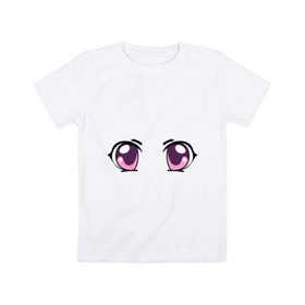 Детская футболка хлопок с принтом Фиолетовые аниме глаза в Екатеринбурге, 100% хлопок | круглый вырез горловины, полуприлегающий силуэт, длина до линии бедер | anime | взгляд | лицо