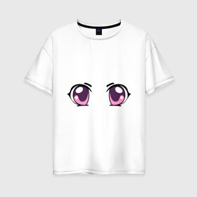 Женская футболка хлопок Oversize с принтом Фиолетовые аниме глаза в Екатеринбурге, 100% хлопок | свободный крой, круглый ворот, спущенный рукав, длина до линии бедер
 | anime | взгляд | лицо
