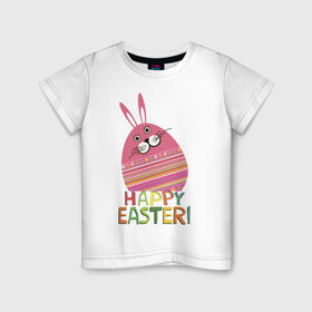 Детская футболка хлопок с принтом Easter rabbit в Екатеринбурге, 100% хлопок | круглый вырез горловины, полуприлегающий силуэт, длина до линии бедер | happy easter | кролик | пасха | пасхальное яйцо | пасхальный кролик | счастливой пасхи