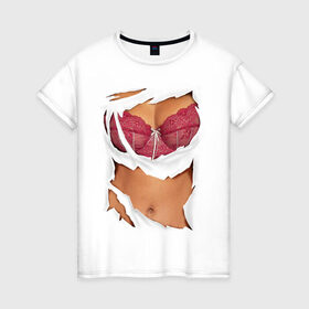 Женская футболка хлопок с принтом Идеальный бюст в Екатеринбурге, 100% хлопок | прямой крой, круглый вырез горловины, длина до линии бедер, слегка спущенное плечо | грудь | женское тело | подарок бабушке | подарок жене | тело