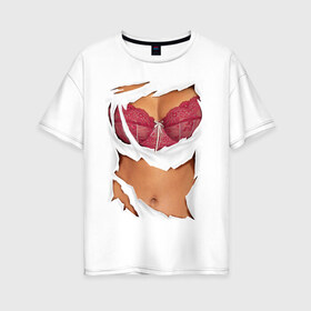 Женская футболка хлопок Oversize с принтом Идеальный бюст в Екатеринбурге, 100% хлопок | свободный крой, круглый ворот, спущенный рукав, длина до линии бедер
 | грудь | женское тело | подарок бабушке | подарок жене | тело