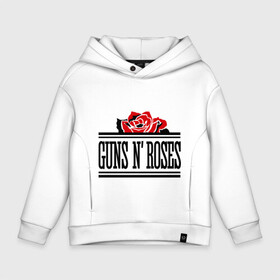 Детское худи Oversize хлопок с принтом Guns n roses red в Екатеринбурге, френч-терри — 70% хлопок, 30% полиэстер. Мягкий теплый начес внутри —100% хлопок | боковые карманы, эластичные манжеты и нижняя кромка, капюшон на магнитной кнопке | guns and roses | rock | ганс н роуз | музыка | рок