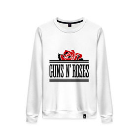 Женский свитшот хлопок с принтом Guns n roses red в Екатеринбурге, 100% хлопок | прямой крой, круглый вырез, на манжетах и по низу широкая трикотажная резинка  | guns and roses | rock | ганс н роуз | музыка | рок