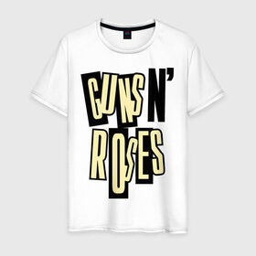 Мужская футболка хлопок с принтом Guns n roses cream в Екатеринбурге, 100% хлопок | прямой крой, круглый вырез горловины, длина до линии бедер, слегка спущенное плечо. | guns and roses | rock | ганс н роуз | музыка | рок