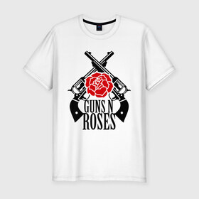 Мужская футболка премиум с принтом Guns n roses rose в Екатеринбурге, 92% хлопок, 8% лайкра | приталенный силуэт, круглый вырез ворота, длина до линии бедра, короткий рукав | guns and roses | rock | ганс н роуз | музыка | рок