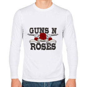 Мужской лонгслив хлопок с принтом Guns n roses black в Екатеринбурге, 100% хлопок |  | guns and roses | rock | ганс н роуз | музыка | рок