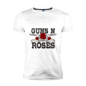 Мужская футболка премиум с принтом Guns n roses black в Екатеринбурге, 92% хлопок, 8% лайкра | приталенный силуэт, круглый вырез ворота, длина до линии бедра, короткий рукав | guns and roses | rock | ганс н роуз | музыка | рок
