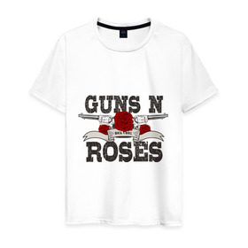 Мужская футболка хлопок с принтом Guns n roses black в Екатеринбурге, 100% хлопок | прямой крой, круглый вырез горловины, длина до линии бедер, слегка спущенное плечо. | guns and roses | rock | ганс н роуз | музыка | рок