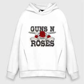 Мужское худи Oversize хлопок с принтом Guns n roses black в Екатеринбурге, френч-терри — 70% хлопок, 30% полиэстер. Мягкий теплый начес внутри —100% хлопок | боковые карманы, эластичные манжеты и нижняя кромка, капюшон на магнитной кнопке | guns and roses | rock | ганс н роуз | музыка | рок