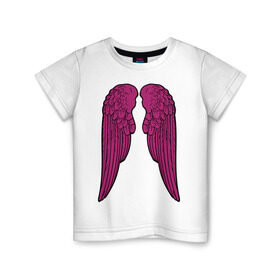 Детская футболка хлопок с принтом Purple wings в Екатеринбурге, 100% хлопок | круглый вырез горловины, полуприлегающий силуэт, длина до линии бедер | крылья