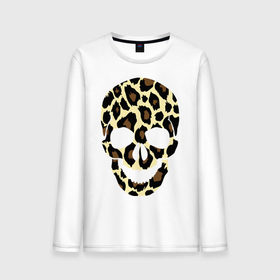 Мужской лонгслив хлопок с принтом Skull leopard в Екатеринбурге, 100% хлопок |  | leo | skull | леопард | череп
