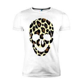 Мужская футболка премиум с принтом Skull leopard в Екатеринбурге, 92% хлопок, 8% лайкра | приталенный силуэт, круглый вырез ворота, длина до линии бедра, короткий рукав | Тематика изображения на принте: leo | skull | леопард | череп