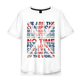 Мужская футболка хлопок Oversize с принтом Champion flag в Екатеринбурге, 100% хлопок | свободный крой, круглый ворот, “спинка” длиннее передней части | queen | rock | британский флаг | великобритания | рок