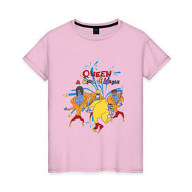 Женская футболка хлопок с принтом Queen A Kind of Magic в Екатеринбурге, 100% хлопок | прямой крой, круглый вырез горловины, длина до линии бедер, слегка спущенное плечо | freddie mercury | queen | классический рок | куин | рок группа | фредди меркьюри