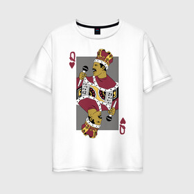 Женская футболка хлопок Oversize с принтом Queen playing card в Екатеринбурге, 100% хлопок | свободный крой, круглый ворот, спущенный рукав, длина до линии бедер
 | freddie mercury | queen | классический рок | куин | рок группа | фредди меркьюри