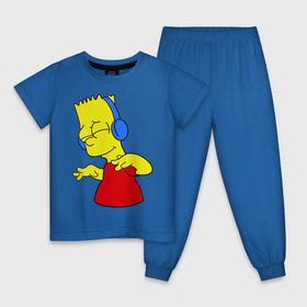 Детская пижама хлопок с принтом Барт в наушниках в Екатеринбурге, 100% хлопок |  брюки и футболка прямого кроя, без карманов, на брюках мягкая резинка на поясе и по низу штанин
 | bart | bart simpson | simpsons | барт в наушниках | барт симпсон | голова барта | симпсоны | симсоны