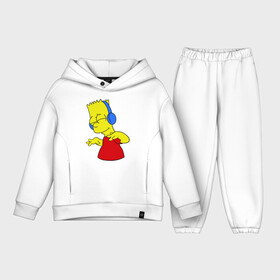 Детский костюм хлопок Oversize с принтом Барт в наушниках в Екатеринбурге,  |  | Тематика изображения на принте: bart | bart simpson | simpsons | барт в наушниках | барт симпсон | голова барта | симпсоны | симсоны